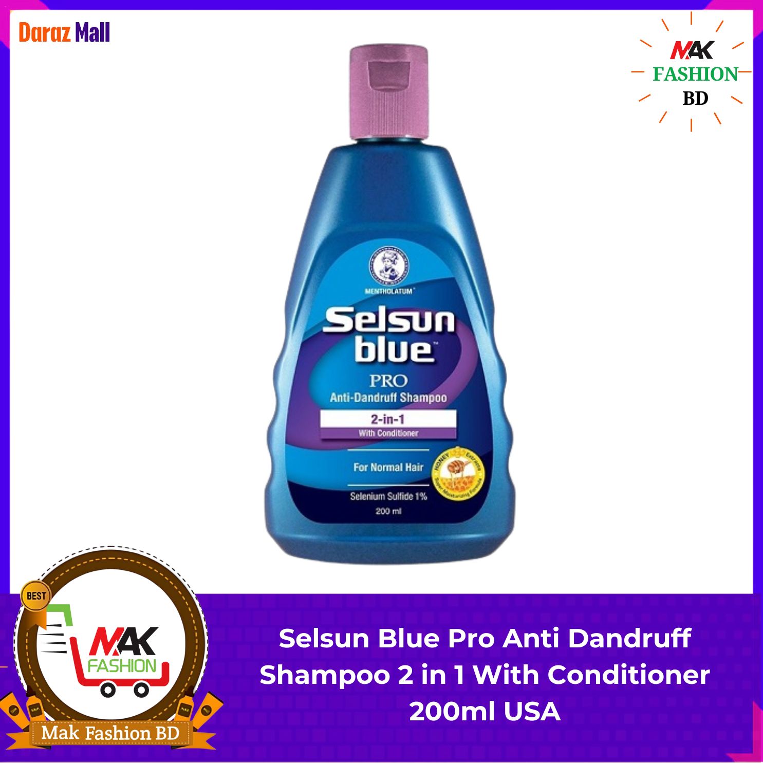 Selsun Blue Pro Anti Dandruff Shampoo 2 in 1 With Conditioner 200ml USA 526971200