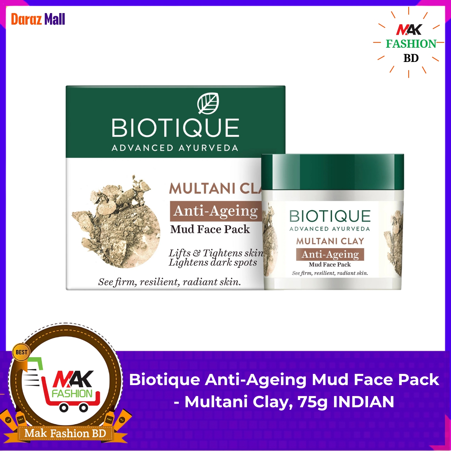 Biotique Anti-Ageing Mud Face Pack - Multani Clay, 75 g INDIAN 192405677