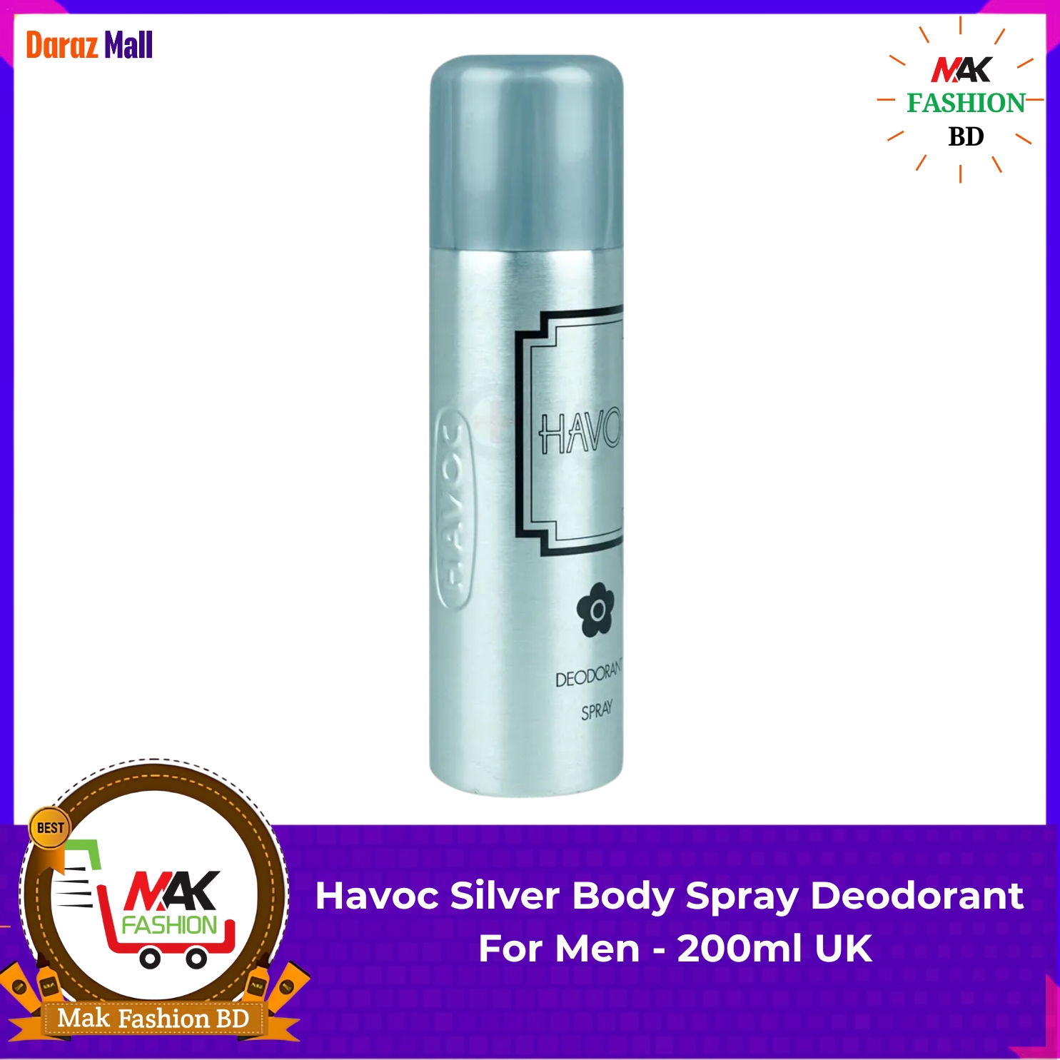 Havoc Body Spray Deodorant For Men (Silver) - 200ml UK -262600611