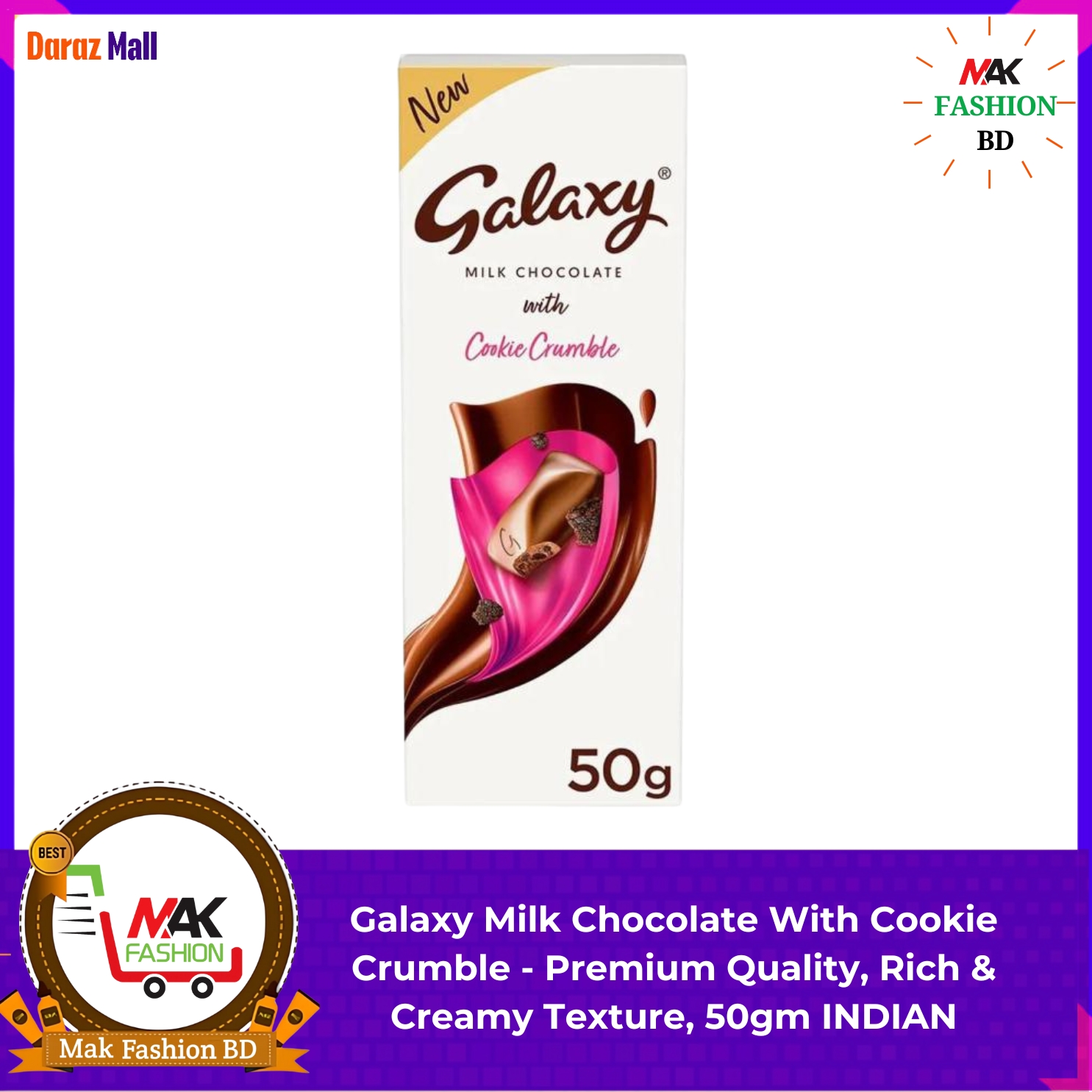 Galaxy Milk Chocolate With Cookie Crumble 50g INDIAN  293260712