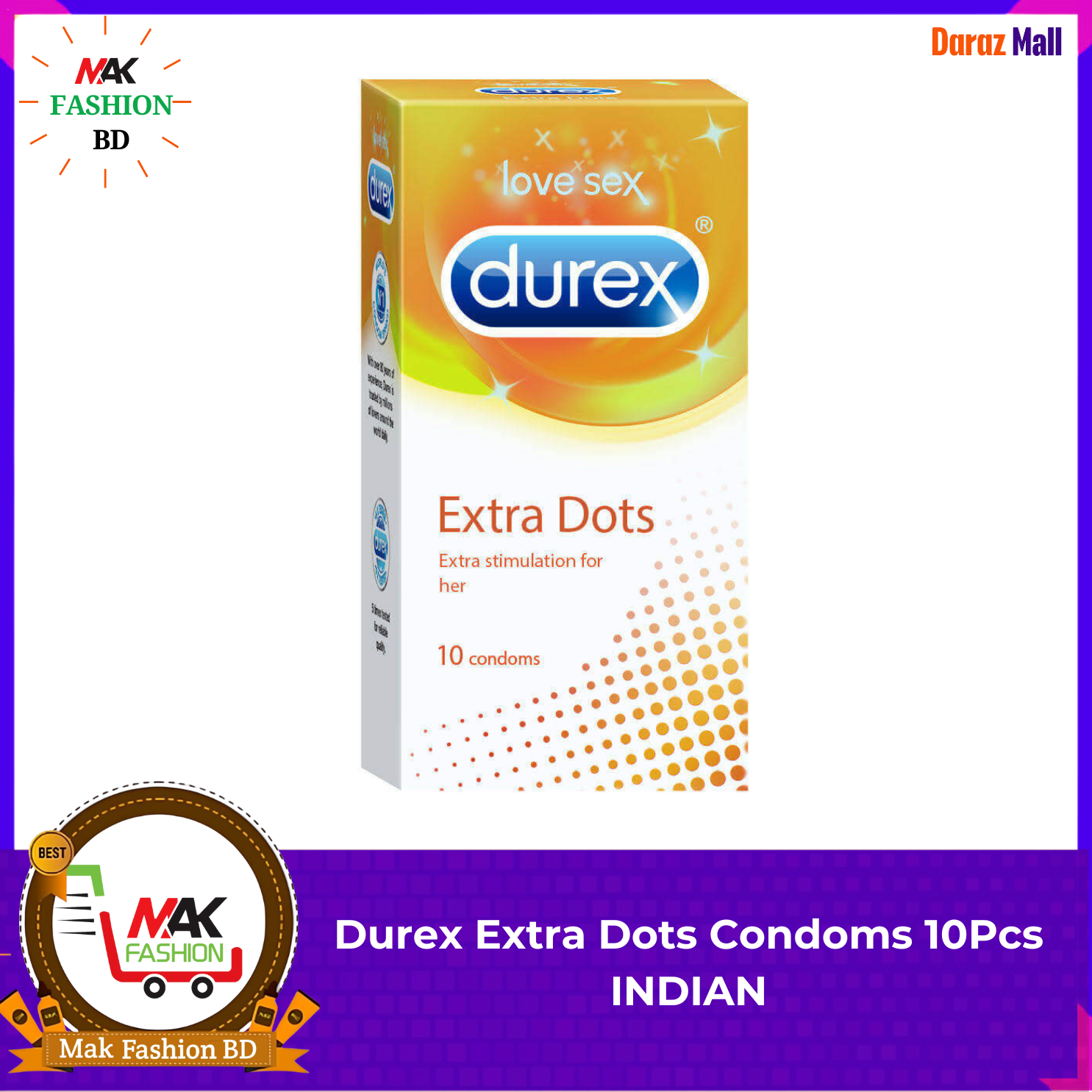 Durex Extra Dots Condoms 10Pcs INDIAN 317205296