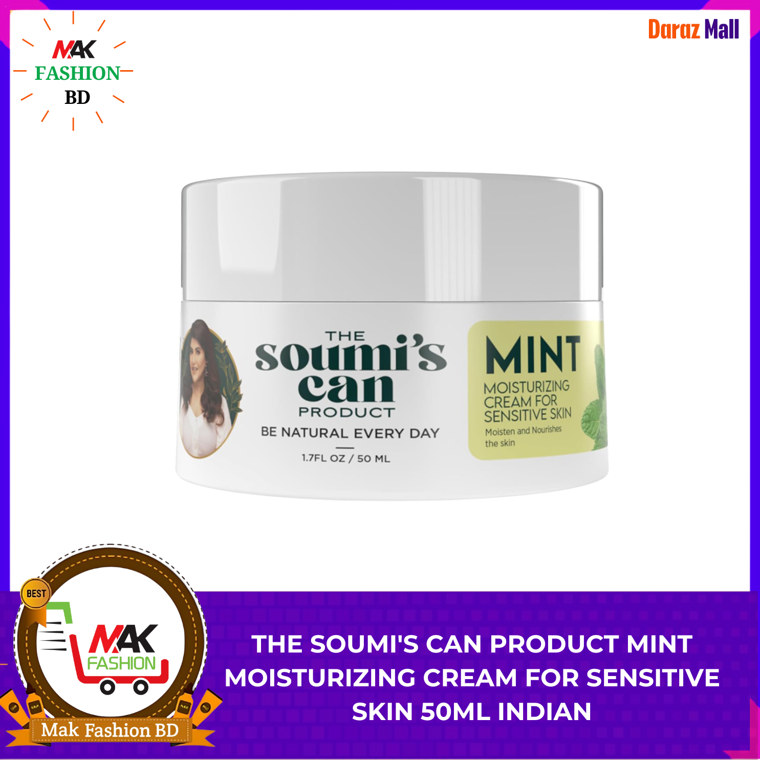 THE SOUMI'S CAN PRODUCT MINT MOISTURIZING CREAM FOR SENSITIVE SKIN 50ML INDIAN 319791325