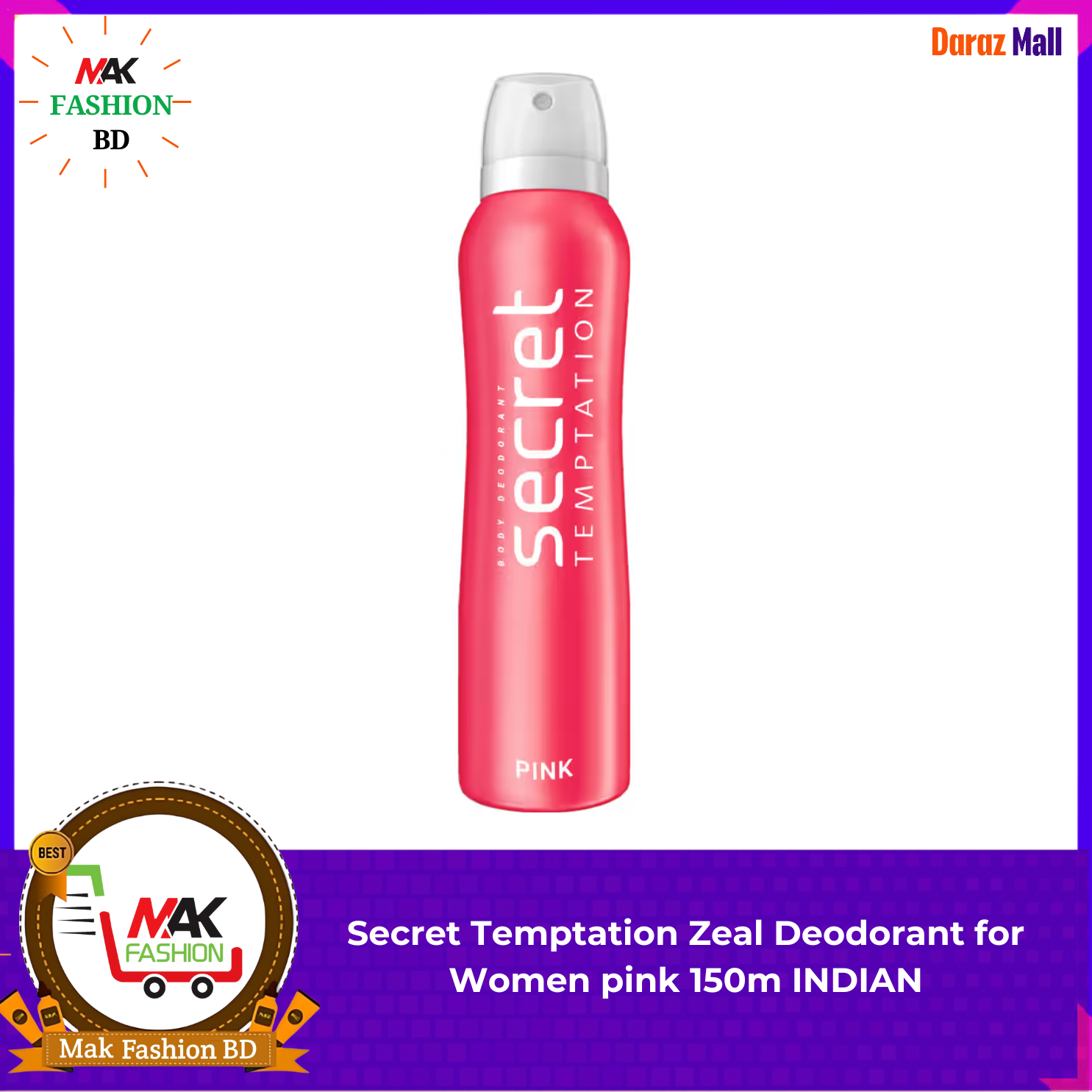 Secret Temptation Zeal Deodorant for Women Pink 150ml INDIAN 321854140
