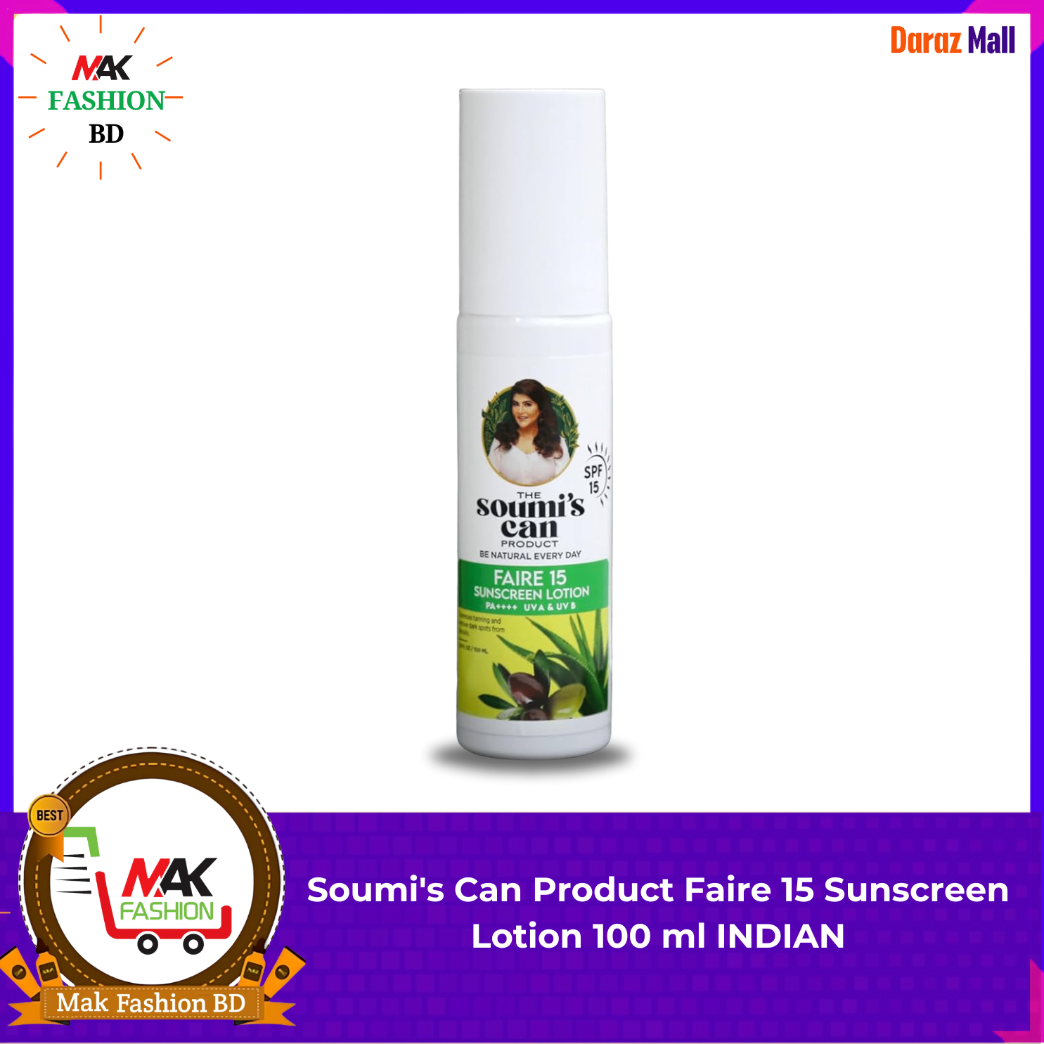 Soumis Can Product Faire 15 Sunscreen Lotion 100ml INDIAN 324631780
