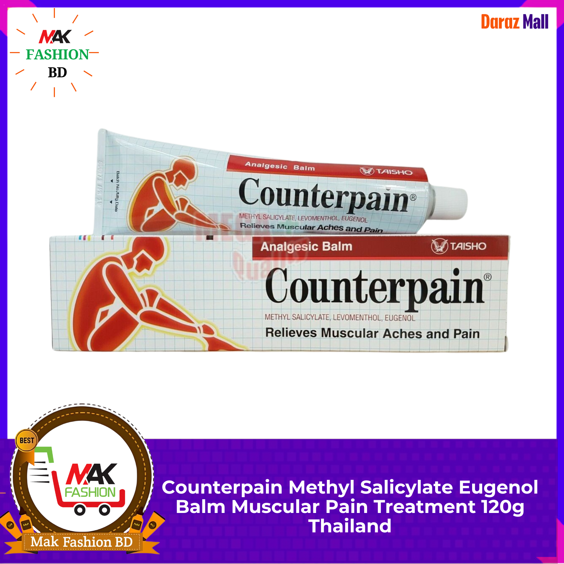 Counterpain Methyl Salicylate Eugenol Balm Muscular Pain Treatment 120g Thailand  325226633