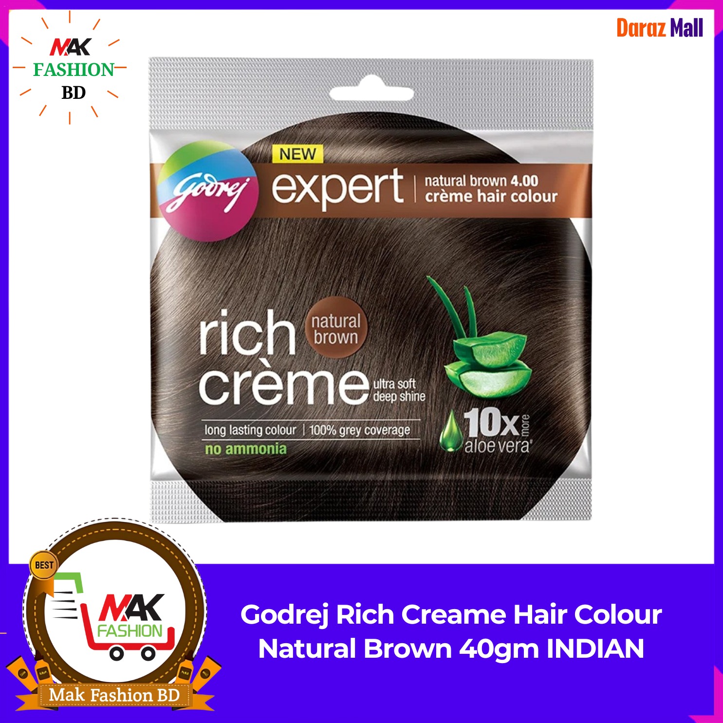 Godrej Rich Cream Hair Colour Natural Brown 40gm INDIAN  334641391