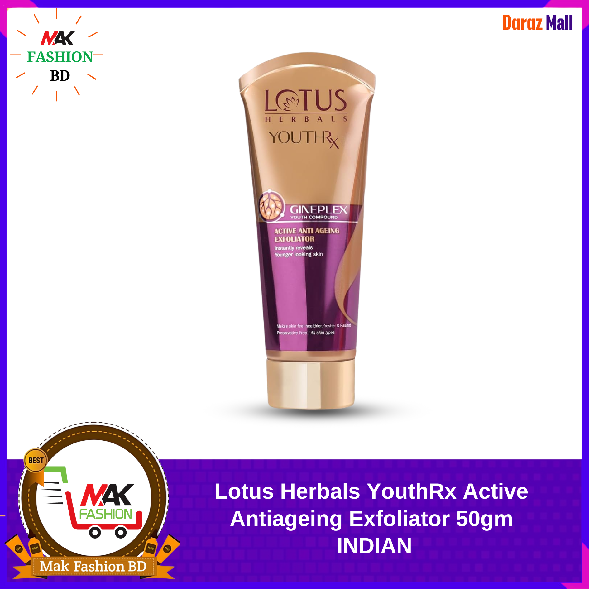 Lotus Herbals YouthRx Active Anti ageing Exfoliator 50gm INDIAN  334857213