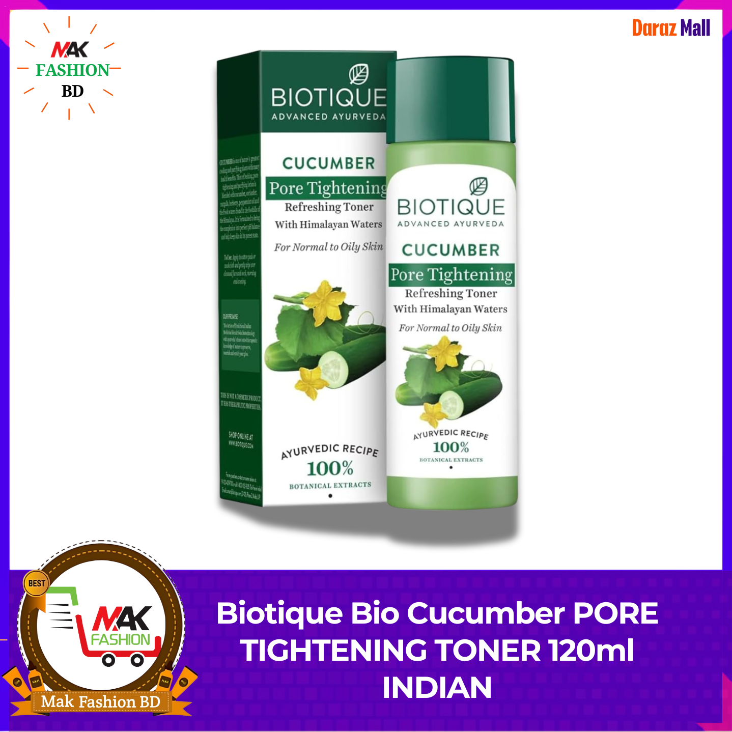 Biotique Bio Cucumber PORE TIGHTENING TONER 120ml INDIAN. 362636651