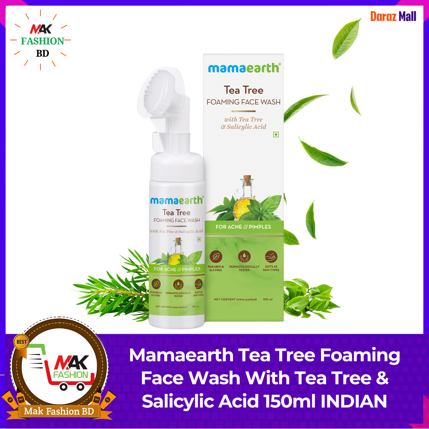 Mamaearth Tea Tree Foaming Face Wash With Tea Tree & Salicylic Acid 150ml INDIAN 362779777