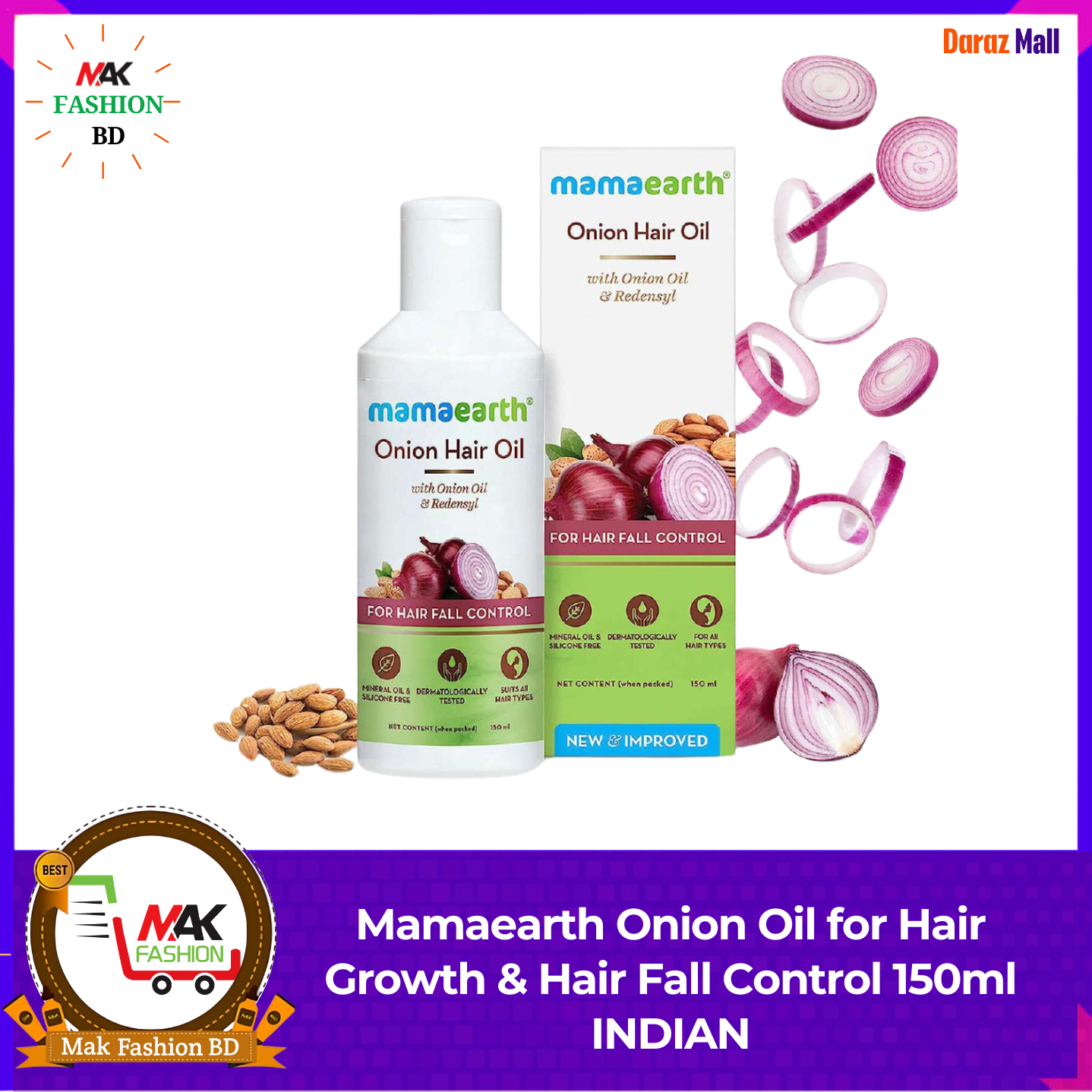 Mamaearth Onion Oil for Hair Growth & Hair Fall Control 150ml INDIAN  362782556