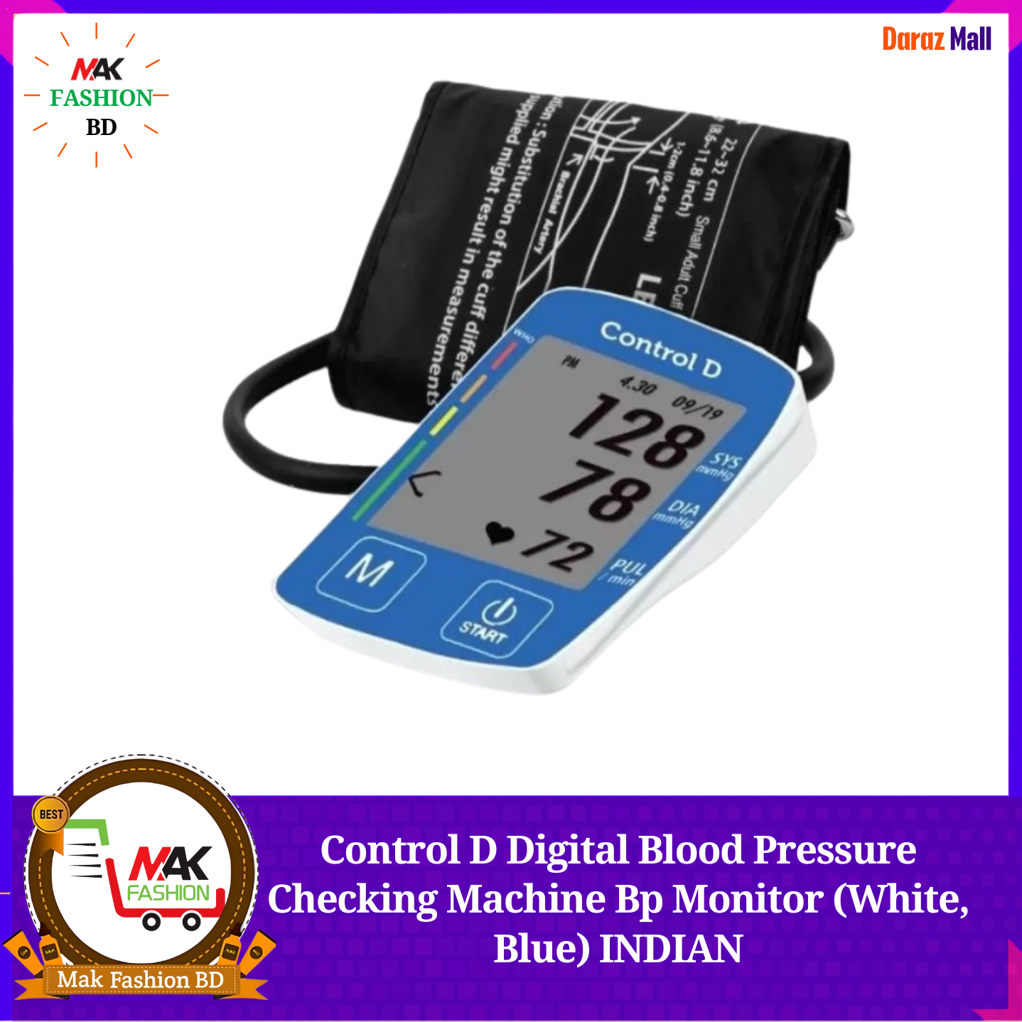 Control D Digital Blood Pressure Checking Machine Bp Monitor White Blue  INDIAN 521754869
