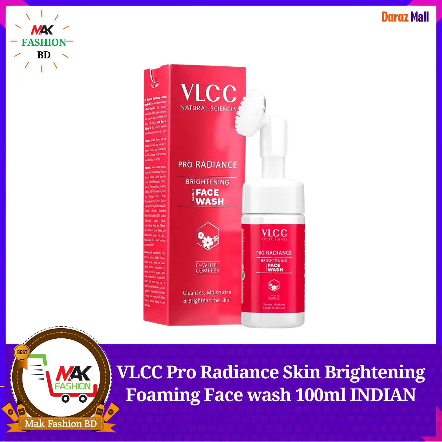 VLCC Pro Radiance Skin Brightening Foaming Face wash 100ml INDIAN 520056881