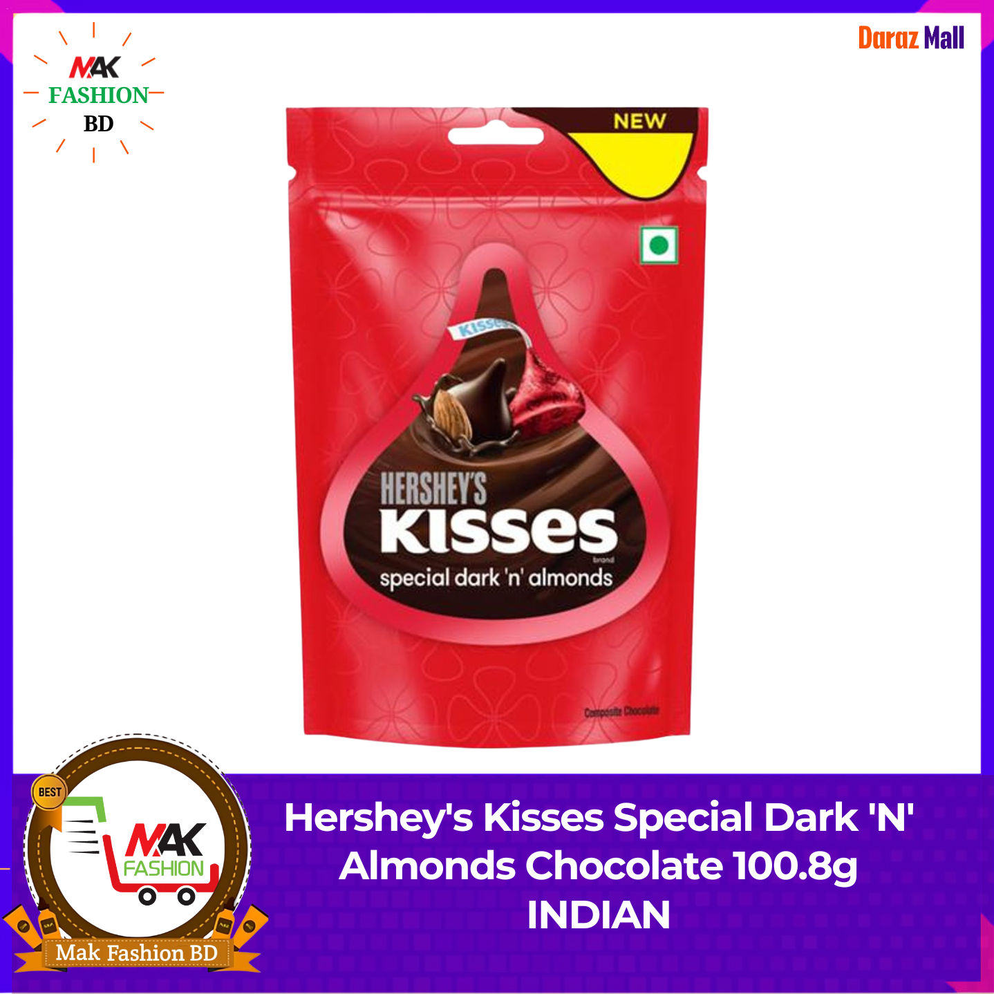 Hershey's Kisses Special Dark 'N' Almonds Chocolate 100.8g INDIAN 491437216