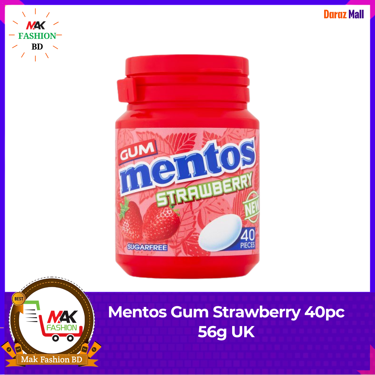 Mentos Gum Strawberry 40pc 56g UK 469753670