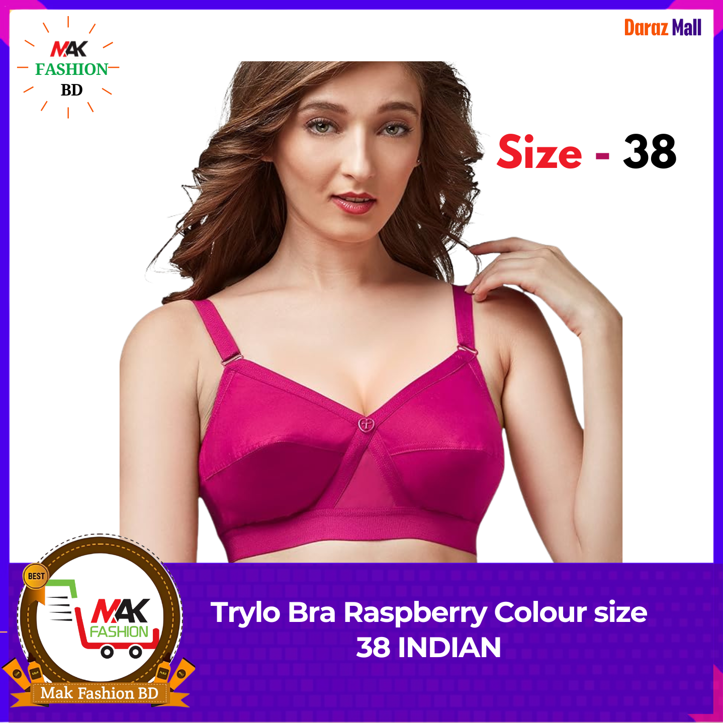 Trylo Bra Raspberry Colour size 38 INDIAN 454032309
