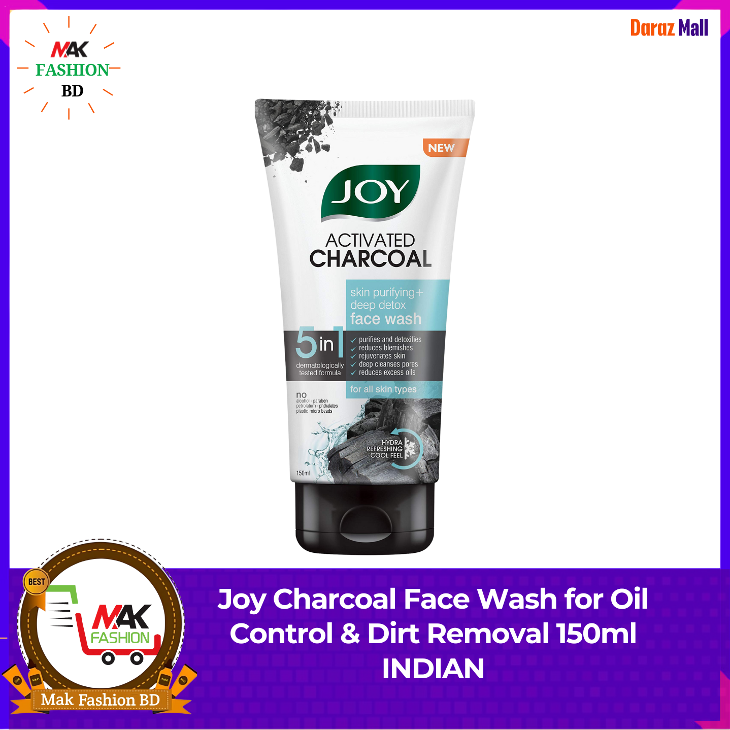 Joy Charcoal Face Wash for Oil Control & Dirt Removal 150ml INDIAN 452307541