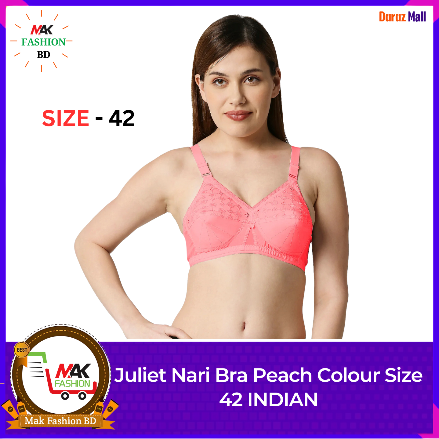 Juliet Nari Bra Peach Colour Size 42 INDIAN  411713567