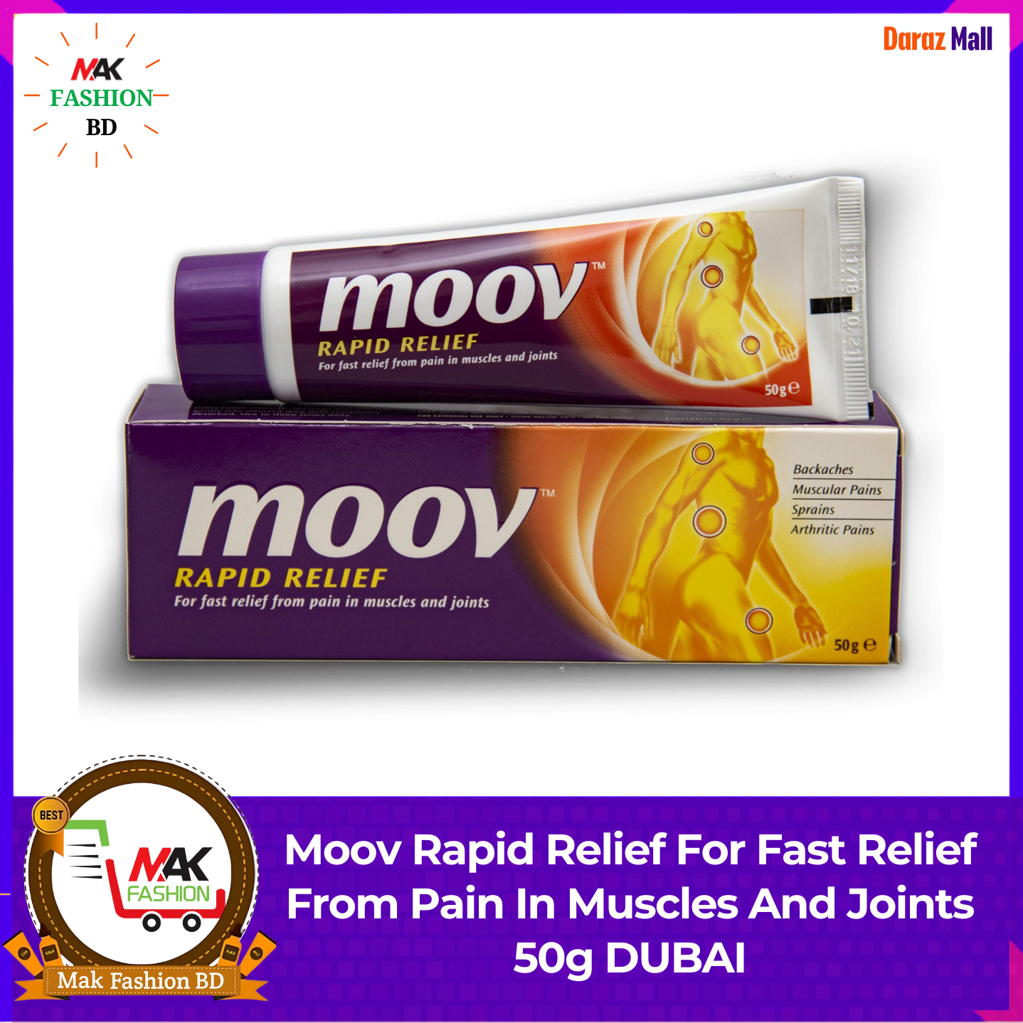 Moov Rapid Relief For Fast Relief From Pain In Muscles And Joints 50g DUBAI  390057031