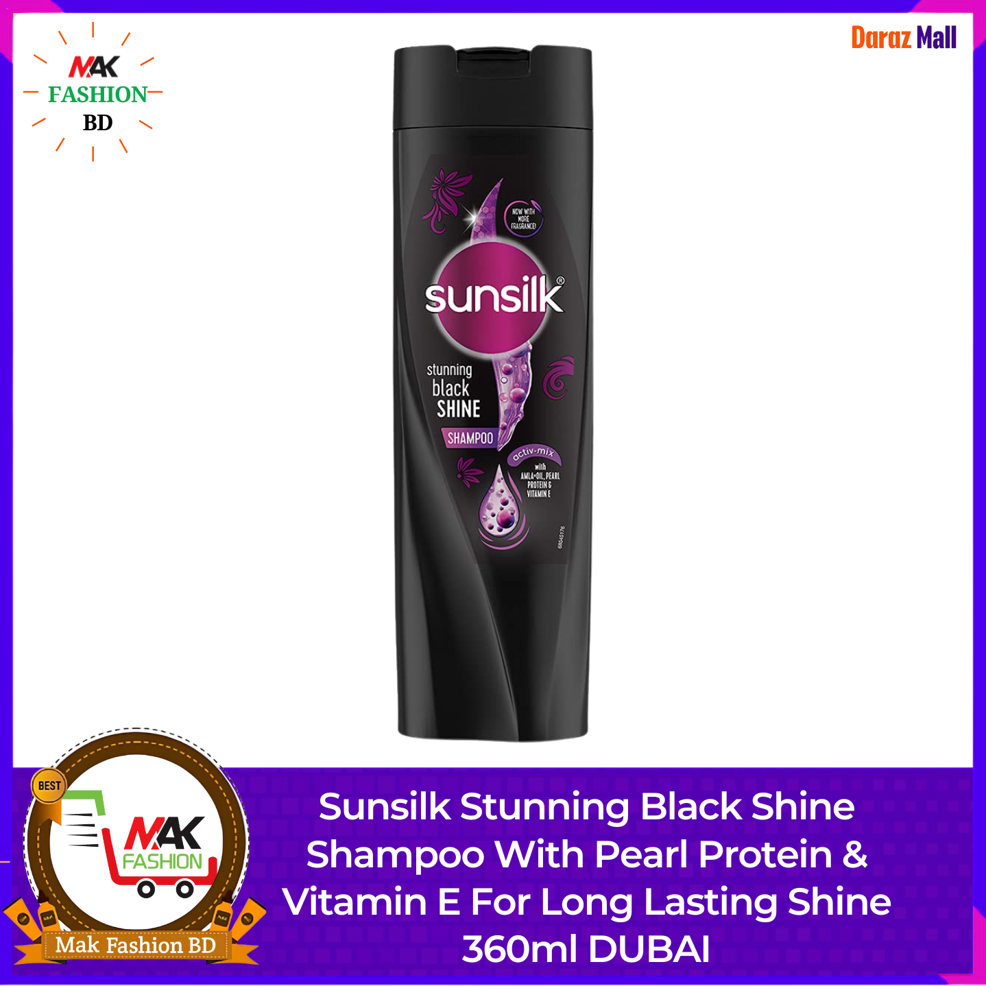 Sunsilk Stunning Black Shine Shampoo With Pearl Protein & Vitamin E For Long Lasting Shine 360ml DUBAI  363041132