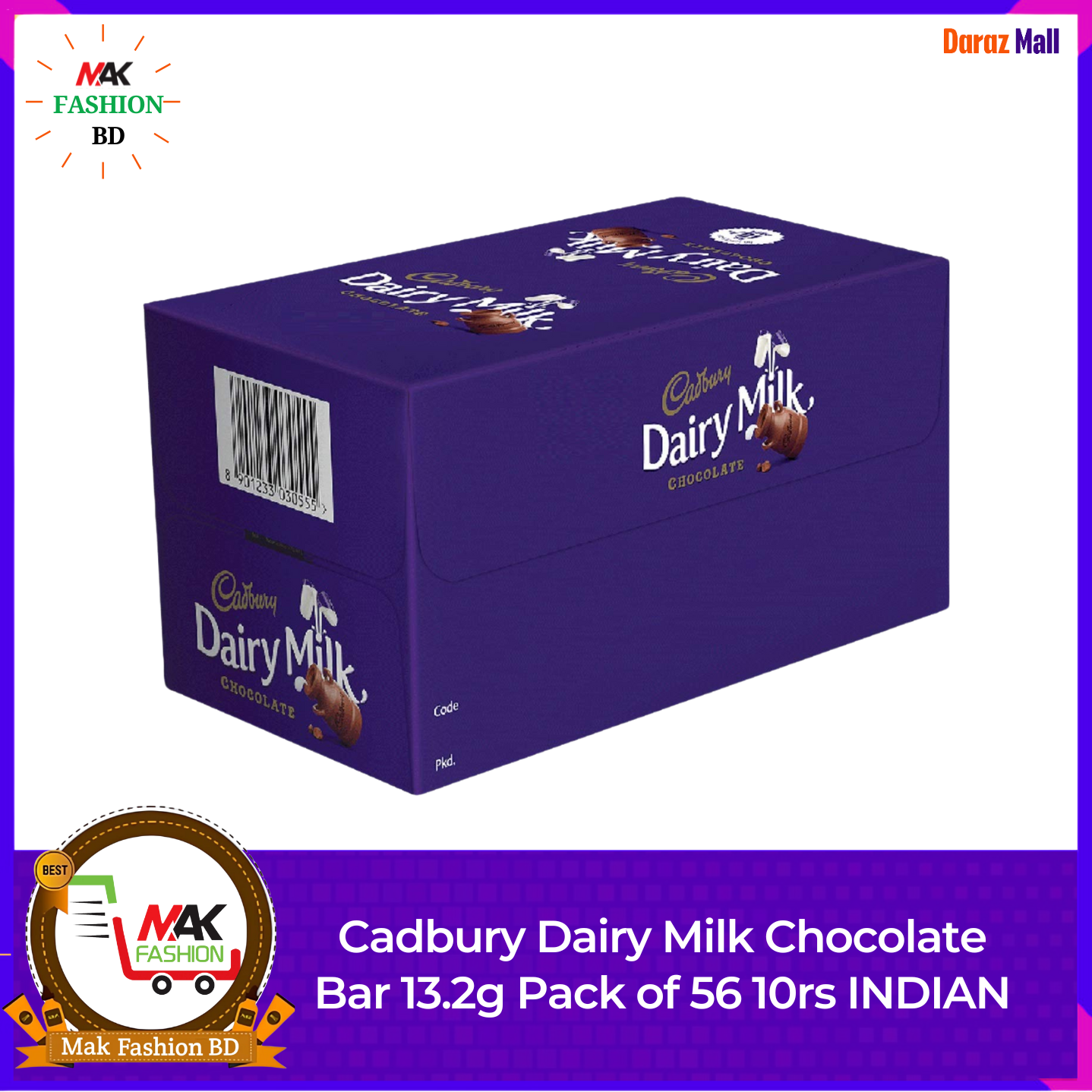 Cadbury Dairy Milk Chocolate Bar 13.2g Pack of 56 10rs INDIAN  366022842
