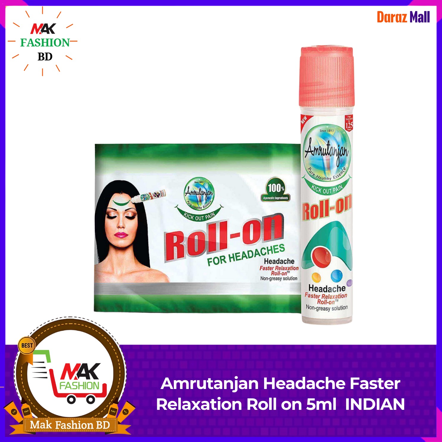 Amrutanjan Headache Faster Relaxation Roll on 5ml INDIAN 152856369