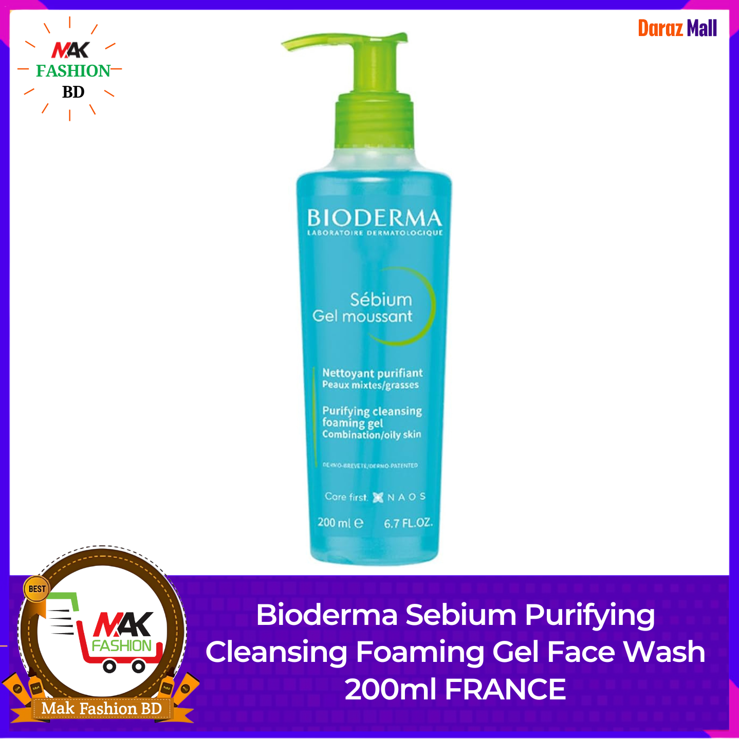 Bioderma Sebium Purifying Cleansing Foaming Gel Face Wash 200ml FRANCE 526309190