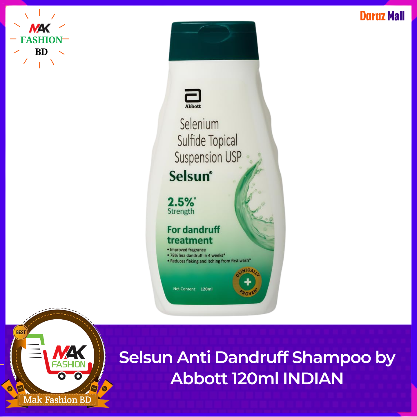 Selsun Anti Dandruff Shampoo by Abbott 120ml INDIAN 526321782