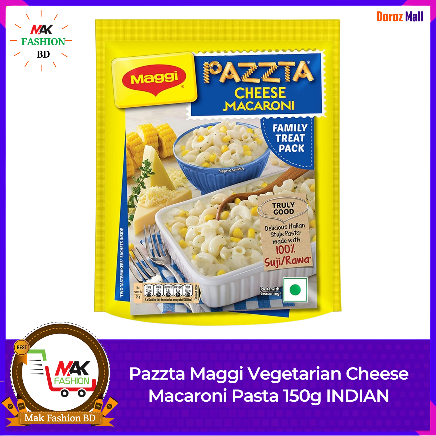 Pazzta Maggi Vegetarian Cheese Macaroni Pasta 150g INDIAN 526697033