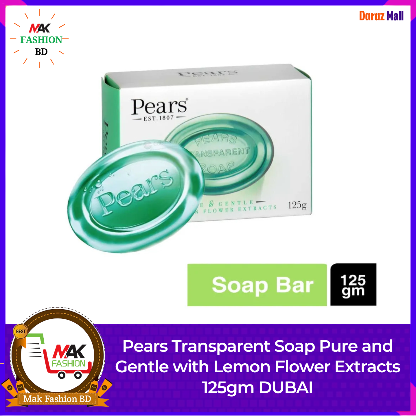 Pears Transparent Soap Pure and Gentle with Lemon Flower Extracts 125gm DUBAI 289134335
