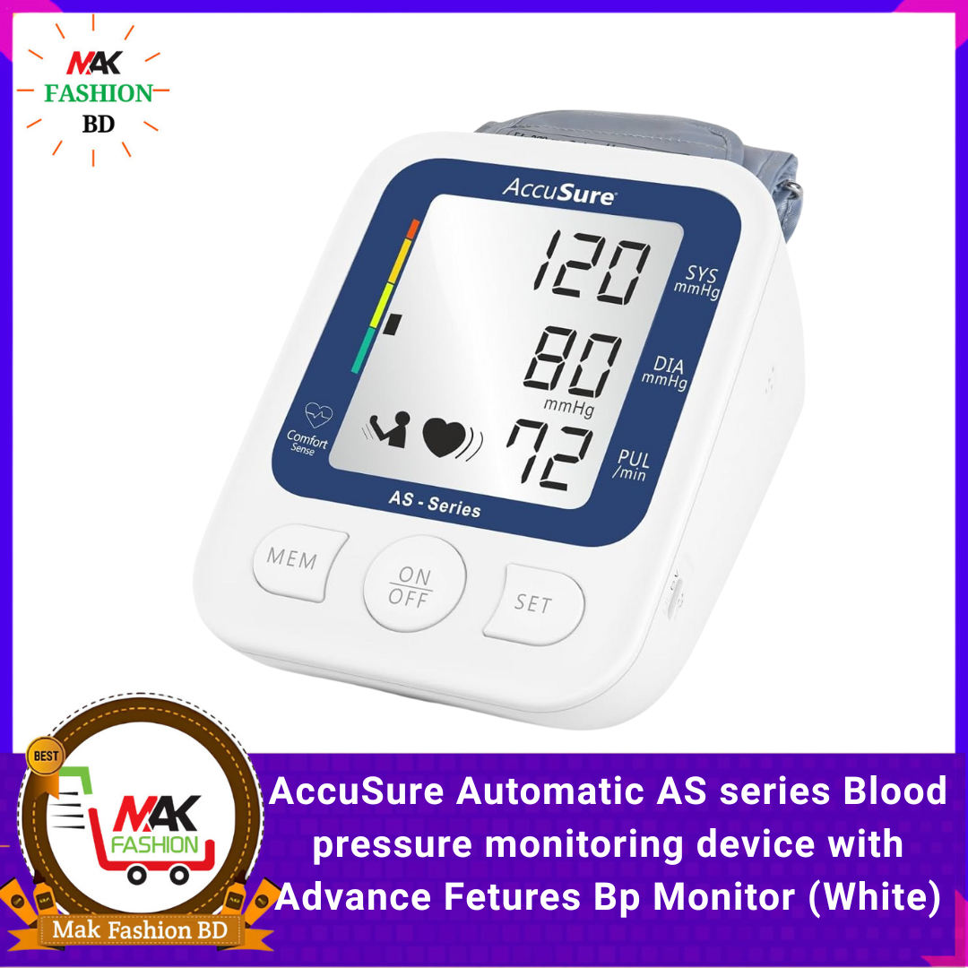AccuSure Automatic AS series Blood pressure monitoring device with Advance Fetures Bp Monitor (White) 279995833