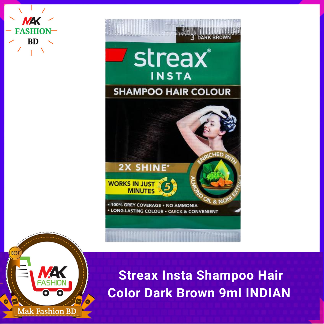 Streax Insta Shampoo Hair Color Dark Brown 9ml INDIAN 308775537