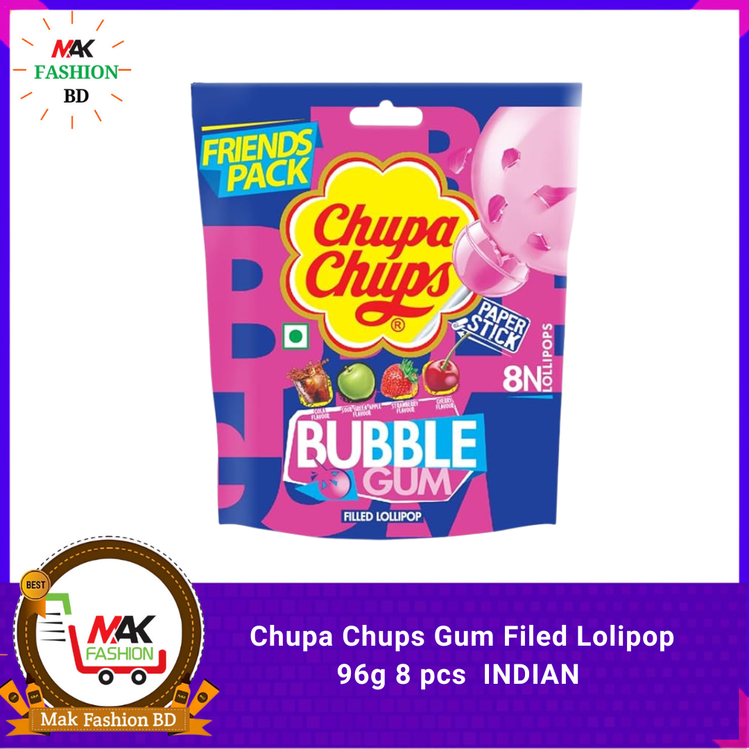 Chupa Chups Gum Filed Lolipop 96g 8 pcs  INDIAN 344428396